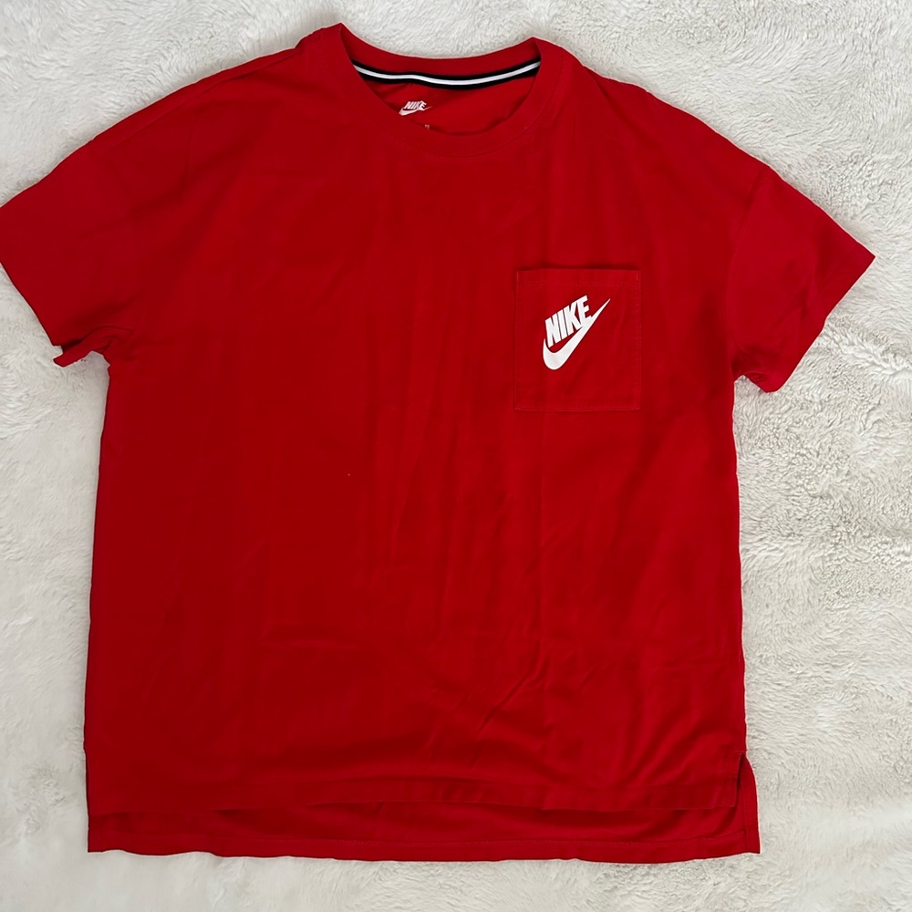 Nike Boys Red Crewneck Short Sleeve Pocket Tshirt